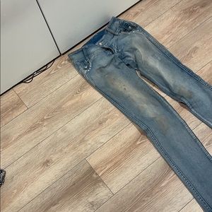 Two button skinny blue jeans